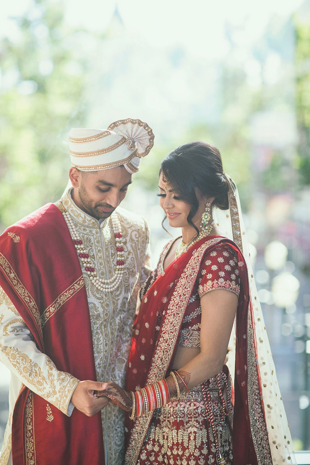 Bride and Groom at first look before wedding ceremony